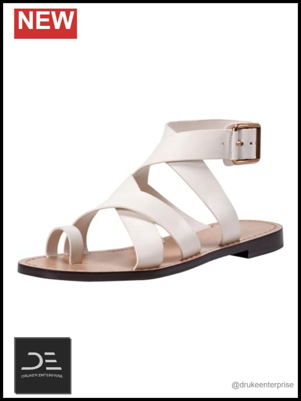 Marc Fisher LTD Lollie Strappy Leather Flat Sandals Ankle Strap Open Toe